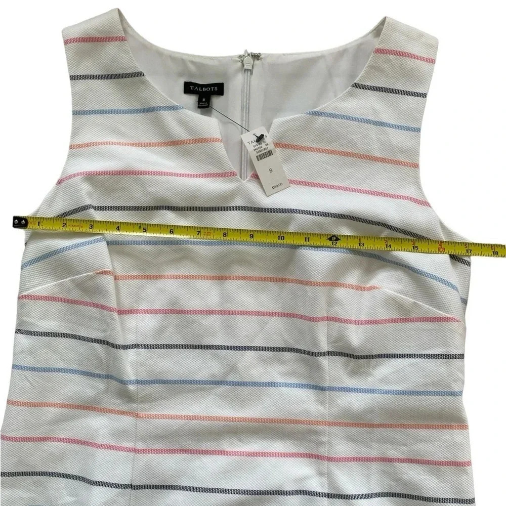 Talbots Biscay Sheath Dress Stripe White Pink Blue Women’s Size 8 NWT - Picture 7 of 8